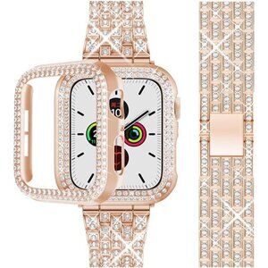 Bling Band Compatible Apple Watch with Case 38 40 42 41 45mm iWatch Series